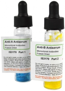Blood Typing Anti-Sera: Anti-A and Anti-B, Freeze Dried